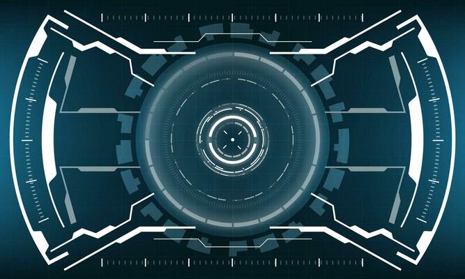 HUD sci-fi interface screen view white geometric on blue design virtual reality futuristic technology creative display vector