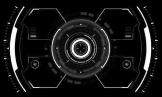 HUD sci-fi interface screen view white geometric on black design virtual reality futuristic technology creative display vector