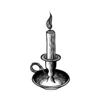 black and white vintage style candle vector illustration,