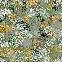 Seamless  dark beige pattern with bouquets drawn in a flat style for gift wrapping vector