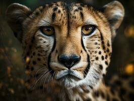 Cheetah portrait close up created with Generative AI technology photo
