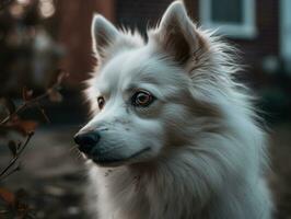 American Eskimo dog created with Generative AI technology photo