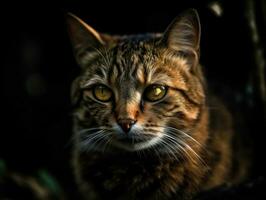 Manx cat portrait close up created with Generative AI technology photo