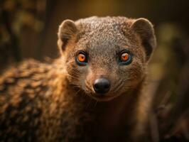 Mongoose portrait created with Generative AI technology photo
