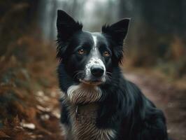 Border Collie dog created with Generative AI technology photo