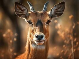 Antelope portrait created with Generative AI technology photo