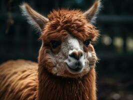 alpaca retrato creado con generativo ai tecnología foto