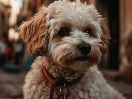 Bolognese dog created with Generative AI technology photo