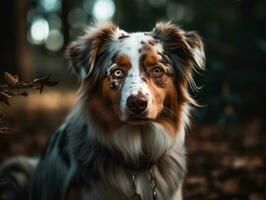 Australian Shepherd dog created with Generative AI technology photo