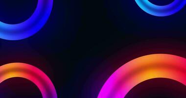 Abstract digital classy background with light animation of circles, minimalist elegant design, illumination from neon circles. Modern design for presentations. Concept 3D. Seamless loop 4k video