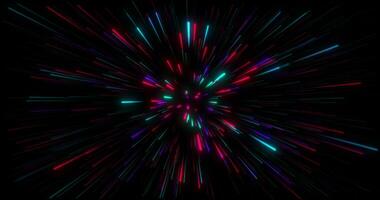 High speed flying lines, speed of digital lights, neon glowing rays in motion, technological tunnel, neon light motion. 3D animation, 4K video