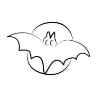 Bat and moon line icon, Halloween concept, Halloween spooky night sign on white background, night sky with bat icon in outline style for mobile concept and web design. Vector graphics