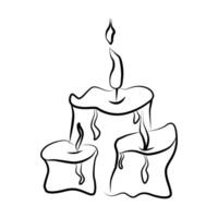 Burning candles line icon. Continuous line drawing of Halloween theme. Vector graphic