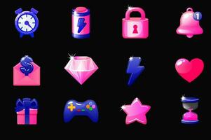 Set of game icons for UI. Vector GUI elements for mobile app