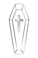 Coffin line icon, icon suitable for Halloween graphic assets, web design, applications, banners, etc. Vector icon on white background.