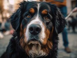 Bernese Mountain dog created with Generative AI technology photo