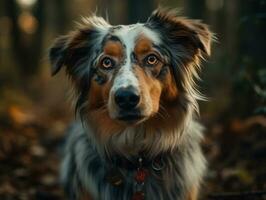 Australian Shepherd dog created with Generative AI technology photo