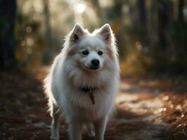 American Eskimo dog created with Generative AI technology photo