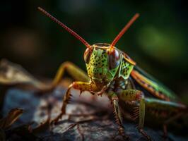 Grasshopper portrait created with Generative AI technology photo