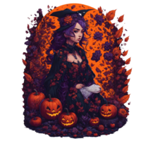 The witch girl with Jack o lantern Ai generated png