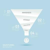 Infographic Sales funnel paper diagram template for business. Timeline 4 step, presentation vector infographics.