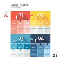 Business road map timeline infographic jigsaw template. Modern milestone element timeline diagram calendar and 4 quarter topics, Can be used for vector infographics,