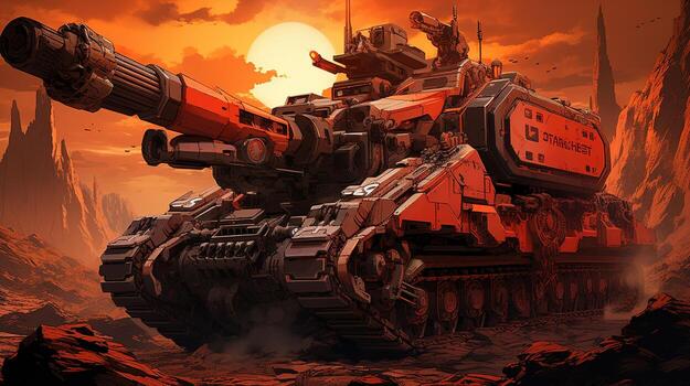 artillery technology operator, digital art illustration, Generative AI photo