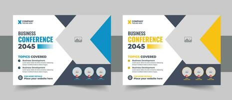 Corporate business conference flyer template or webinar horizontal event banner vector