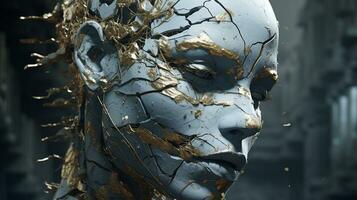 emotional marble elegy, digital art illustration, Generative AI photo