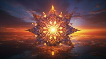 dreamlike sunset kaleidoscope, digital art illustration, Generative AI photo