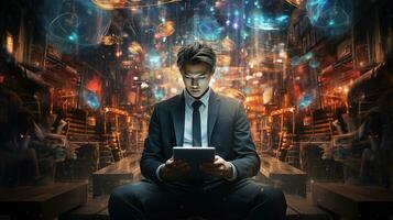 digital convergence, digital art illustration, Generative AI photo