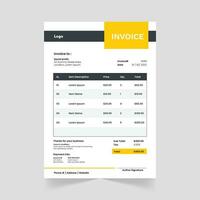 Modern Vector Yellow Color Invoice Design Template