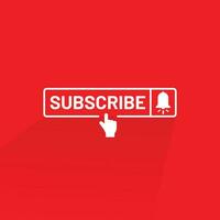 Subscribe button. bell and finger click cursor. Line with editable stroke vector