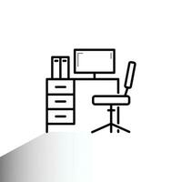 Office Desk. Workplace. linear icon. Line with Editable stroke vector