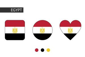 Egypt 3 shapes square, circle, heart with city flag. Isolated on white background. vector