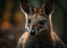 Wallaby portrait created with Generative AI technology photo