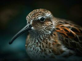 Dunlin bird portrait created with Generative AI technology photo