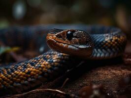 Cobra portrait created with Generative AI technology photo