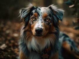 Australian Shepherd dog created with Generative AI technology photo