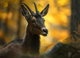 Chamois portrait created with Generative AI technology photo