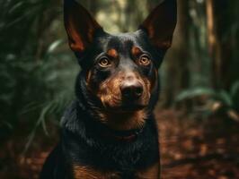 Australian Kelpie dog created with Generative AI technology photo