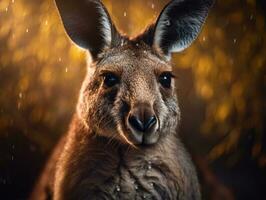 Kangaroo portrait created with Generative AI technology photo