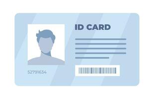 ID card. Personal info data. Identification document with person photo. User or profile card. Driver's license. Flat style. Vector illustration.