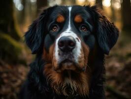 Bernese Mountain dog created with Generative AI technology photo