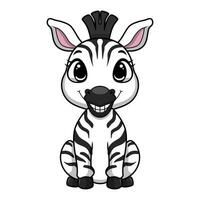 Cute little zebra cartoon on white background vector