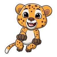 Cute leopard cartoon on white background vector