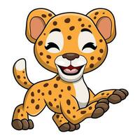 Cute leopard cartoon on white background vector