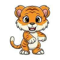 Cute tiger cartoon on white background vector