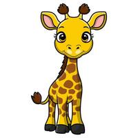 Cute little giraffe cartoon on white background vector