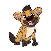 Cute hyena cartoon on white background vector